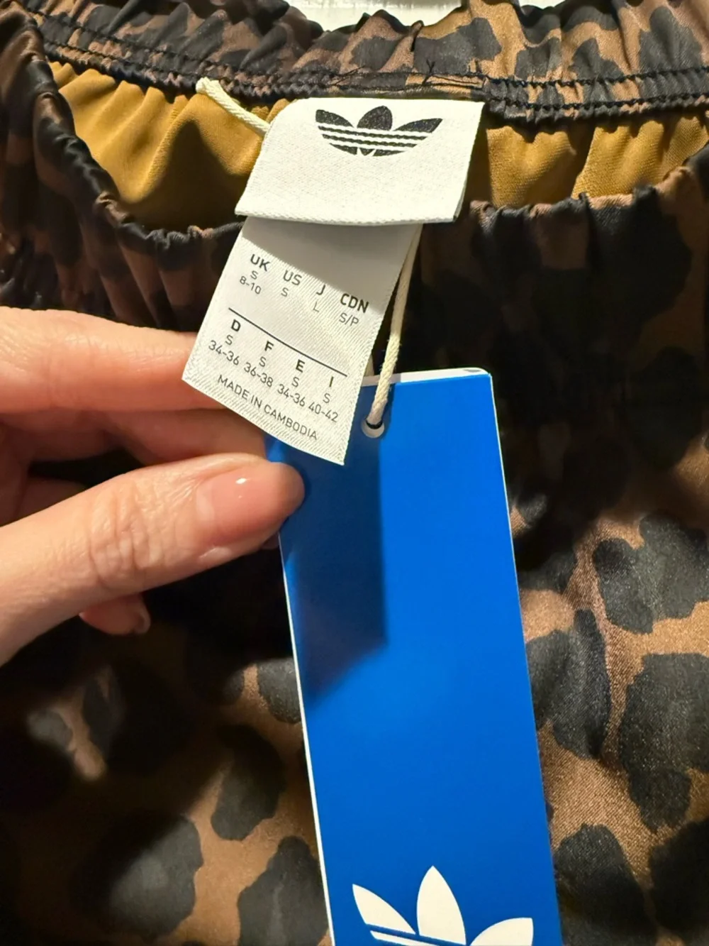 adidas Wide-Leg Leopard Print Silk Track Pants - Picture 5 of 5